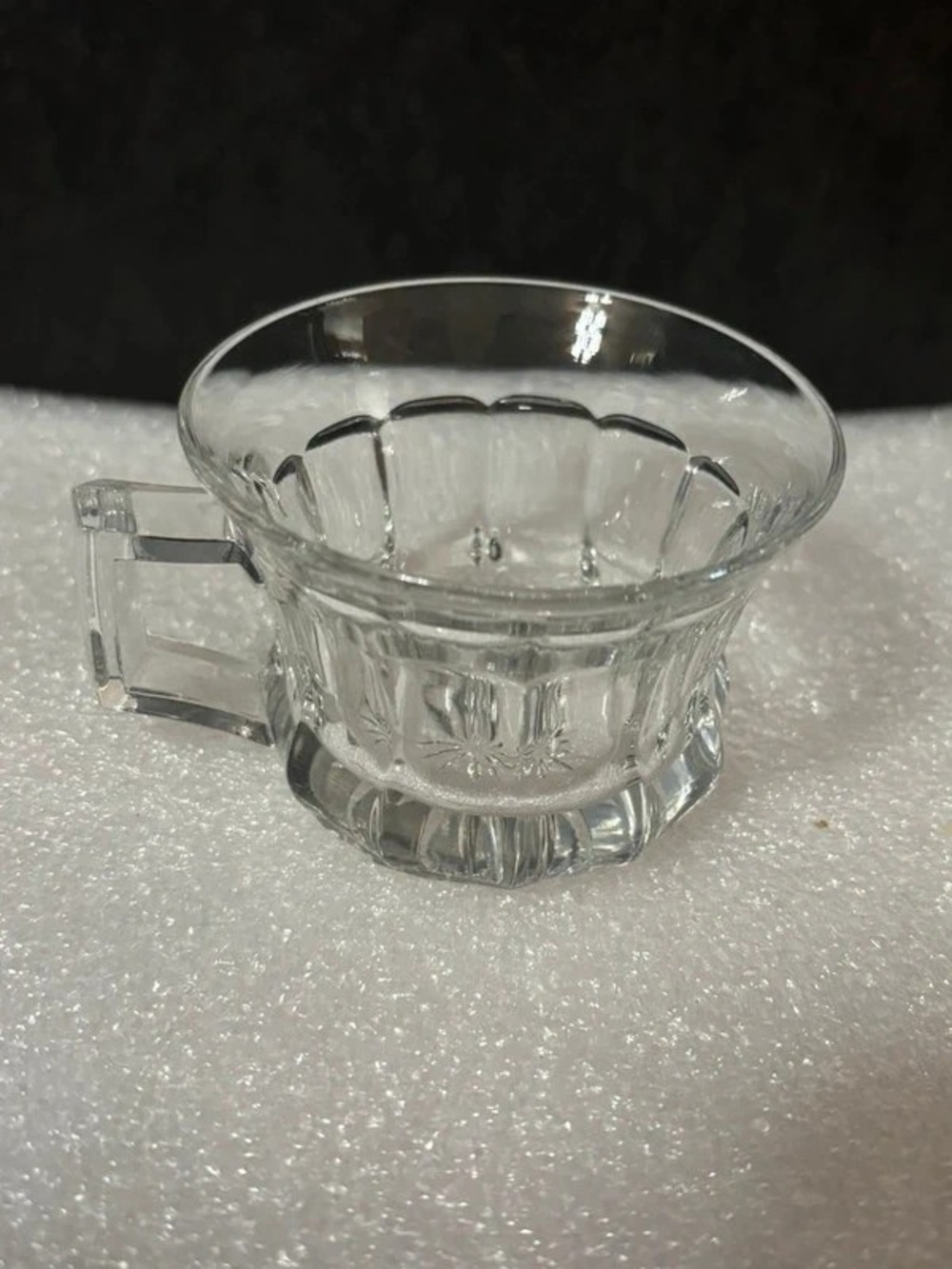 Clear Glass Teacup with Geometric Handle